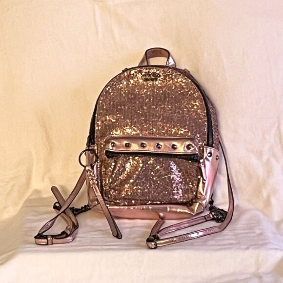 Victorias Secret Rose-Gold ‘Sequin’ Adjustable Backpack Purse* - Picture 7 of 9